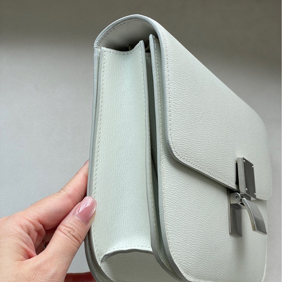 Authentic Celine White Textured Leather Medium Box Bag - Picture 2 of 12